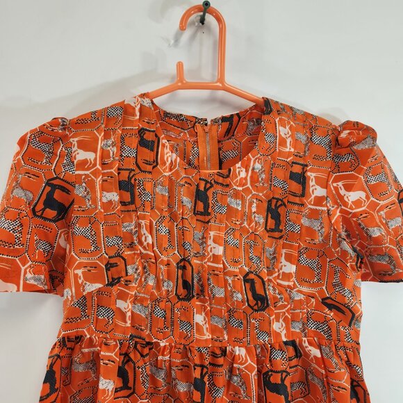Handmade Year of the Rabbit Girls Orange Dress Vintage - Picture 3 of 8